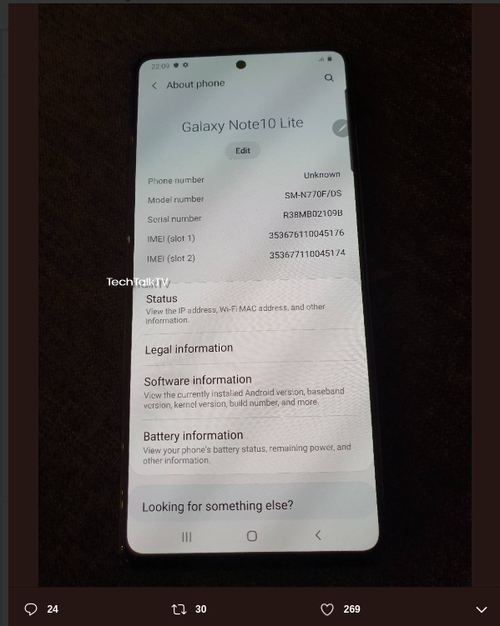 Note 10 Lite صفحه نمایش