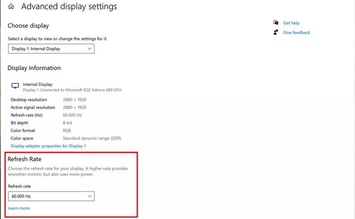 تغییر رفرش ریت نمایشگر از طریق تنظیمات.jpg